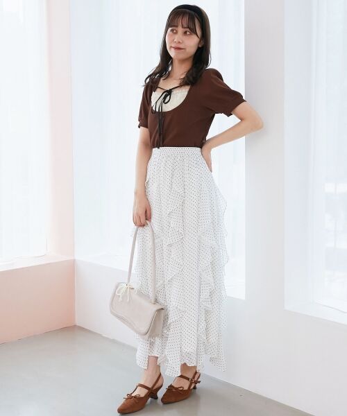 MAJESTIC LEGON / マジェスティックレゴン ロング・マキシ丈スカート | エアリードロップラッフルスカート | 詳細4