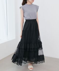 MAJESTIC LEGON / マジェスティックレゴン ロング・マキシ丈スカート | ティアードレースフリルスカート