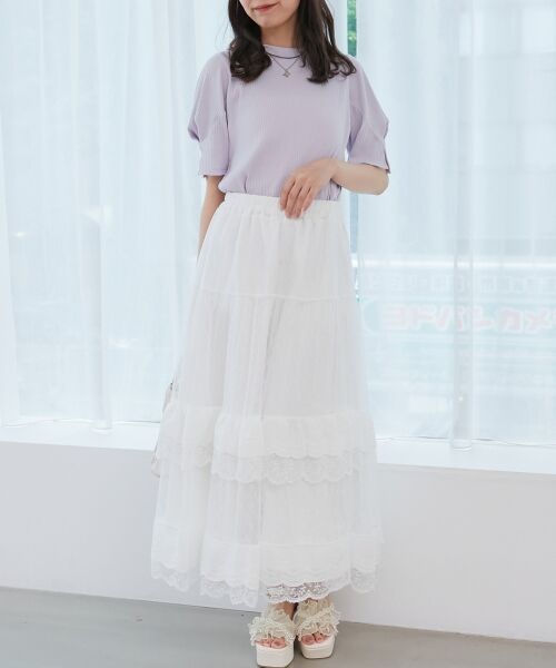 MAJESTIC LEGON / マジェスティックレゴン ロング・マキシ丈スカート | ティアードレースフリルスカート | 詳細1