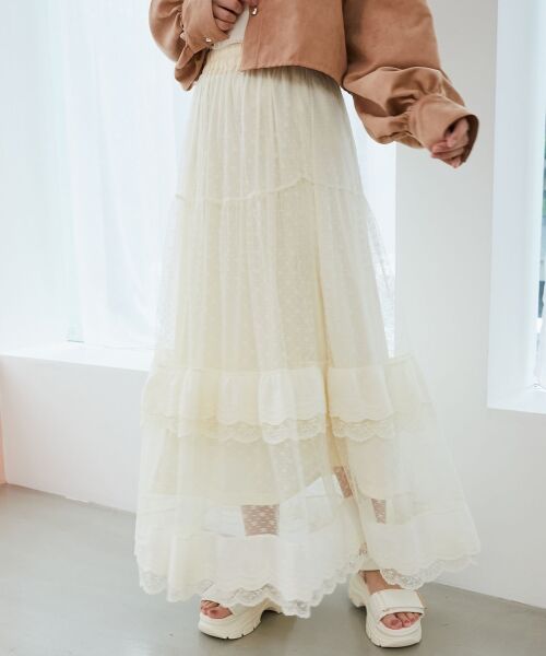 MAJESTIC LEGON / マジェスティックレゴン ロング・マキシ丈スカート | ティアードレースフリルスカート | 詳細13