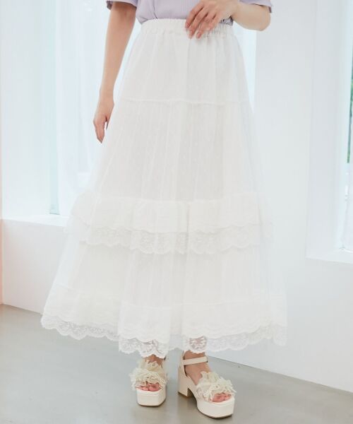 MAJESTIC LEGON / マジェスティックレゴン ロング・マキシ丈スカート | ティアードレースフリルスカート | 詳細4
