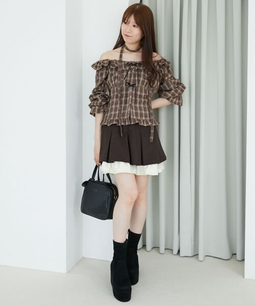 MAJESTIC LEGON / マジェスティックレゴン ミニ・ひざ丈スカート | 配色フリルプリーツスカート | 詳細3