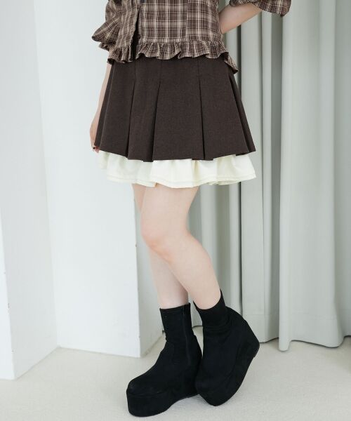 MAJESTIC LEGON / マジェスティックレゴン ミニ・ひざ丈スカート | 配色フリルプリーツスカート | 詳細7