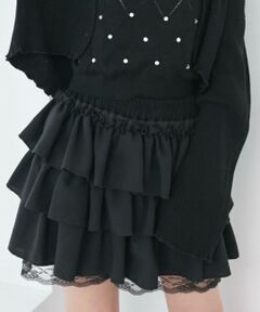 MAJESTIC LEGON / マジェスティックレゴン ミニ・ひざ丈スカート | ウエストリブ裾レースフリルミニスカート