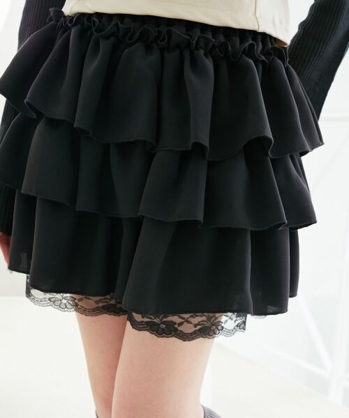 MAJESTIC LEGON / マジェスティックレゴン ミニ・ひざ丈スカート | ウエストリブ裾レースフリルミニスカート | 詳細10