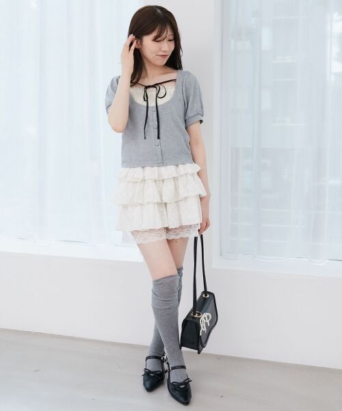 MAJESTIC LEGON / マジェスティックレゴン ミニ・ひざ丈スカート | ウエストリブ裾レースフリルミニスカート | 詳細13