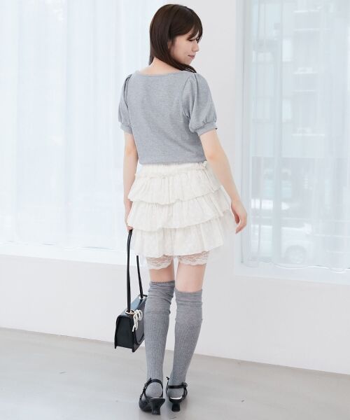 MAJESTIC LEGON / マジェスティックレゴン ミニ・ひざ丈スカート | ウエストリブ裾レースフリルミニスカート | 詳細15