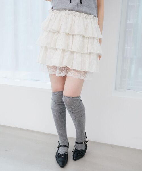 MAJESTIC LEGON / マジェスティックレゴン ミニ・ひざ丈スカート | ウエストリブ裾レースフリルミニスカート | 詳細17