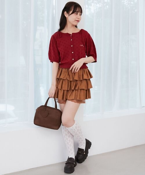 MAJESTIC LEGON / マジェスティックレゴン ミニ・ひざ丈スカート | ウエストリブ裾レースフリルミニスカート | 詳細22