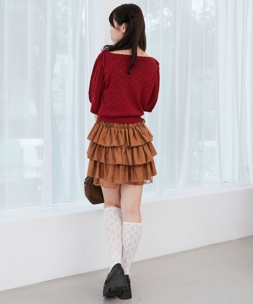 MAJESTIC LEGON / マジェスティックレゴン ミニ・ひざ丈スカート | ウエストリブ裾レースフリルミニスカート | 詳細24