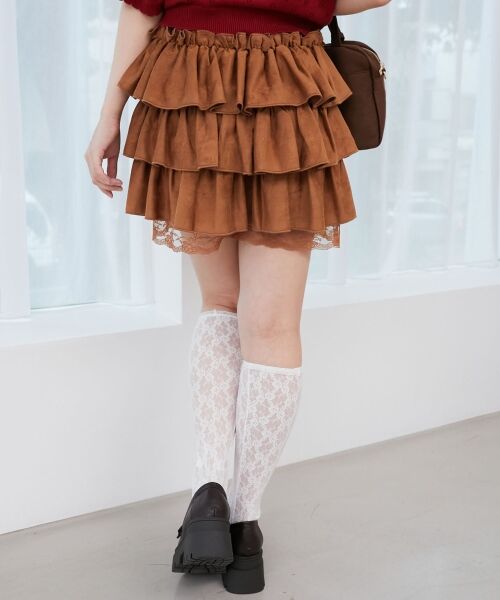 MAJESTIC LEGON / マジェスティックレゴン ミニ・ひざ丈スカート | ウエストリブ裾レースフリルミニスカート | 詳細29
