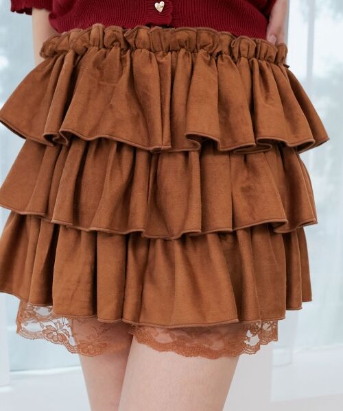MAJESTIC LEGON / マジェスティックレゴン ミニ・ひざ丈スカート | ウエストリブ裾レースフリルミニスカート | 詳細30