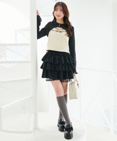 MAJESTIC LEGON / マジェスティックレゴン ミニ・ひざ丈スカート | ウエストリブ裾レースフリルミニスカート | 詳細4