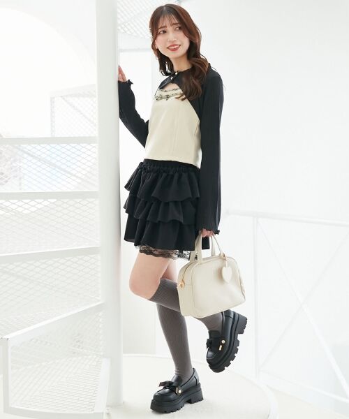 MAJESTIC LEGON / マジェスティックレゴン ミニ・ひざ丈スカート | ウエストリブ裾レースフリルミニスカート | 詳細5