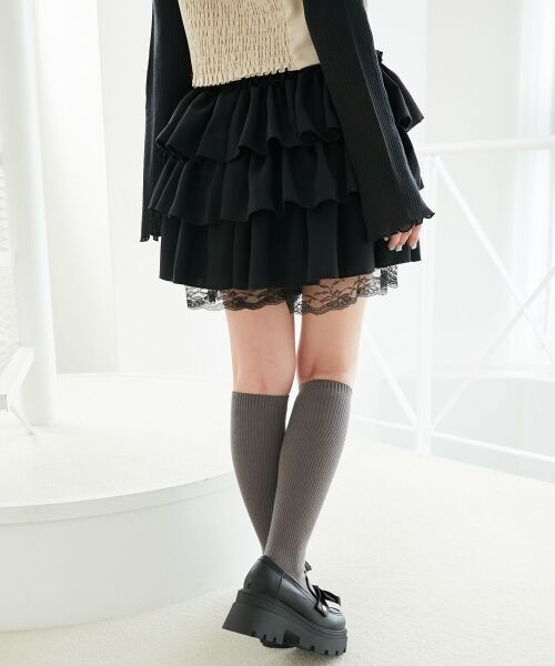 MAJESTIC LEGON / マジェスティックレゴン ミニ・ひざ丈スカート | ウエストリブ裾レースフリルミニスカート | 詳細9