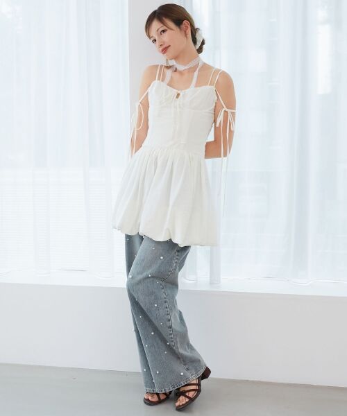 MAJESTIC LEGON/マジェスティックレゴン レースチョーカーセットバルーンミニワンピ オフ M MAJESTIC LEGON/マジェスティックレゴン レースチョーカーセットバルーンミニワンピ オフ M