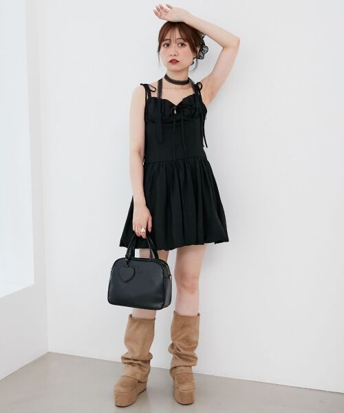 MAJESTIC LEGON / マジェスティックレゴン ミニ丈・ひざ丈ワンピース | レースチョーカーセットバルーンミニワンピ | 詳細18