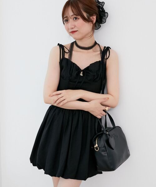 MAJESTIC LEGON / マジェスティックレゴン ミニ丈・ひざ丈ワンピース | レースチョーカーセットバルーンミニワンピ | 詳細21