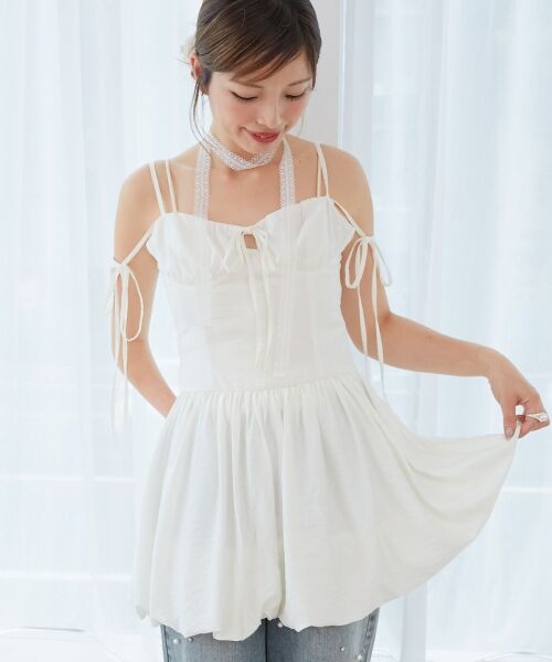 MAJESTIC LEGON / マジェスティックレゴン ミニ丈・ひざ丈ワンピース | レースチョーカーセットバルーンミニワンピ | 詳細5