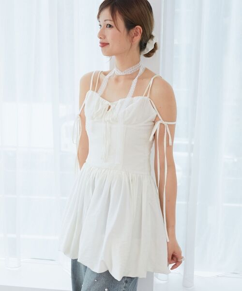 MAJESTIC LEGON / マジェスティックレゴン ミニ丈・ひざ丈ワンピース | レースチョーカーセットバルーンミニワンピ | 詳細6