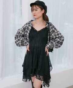 MAJESTIC LEGON / マジェスティックレゴン ミニ丈・ひざ丈ワンピース | イレヘムティアードミニキャミワンピ