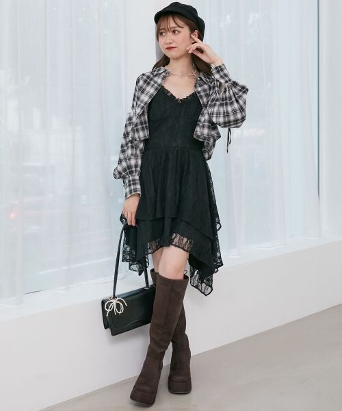 MAJESTIC LEGON / マジェスティックレゴン ミニ丈・ひざ丈ワンピース | イレヘムティアードミニキャミワンピ | 詳細16