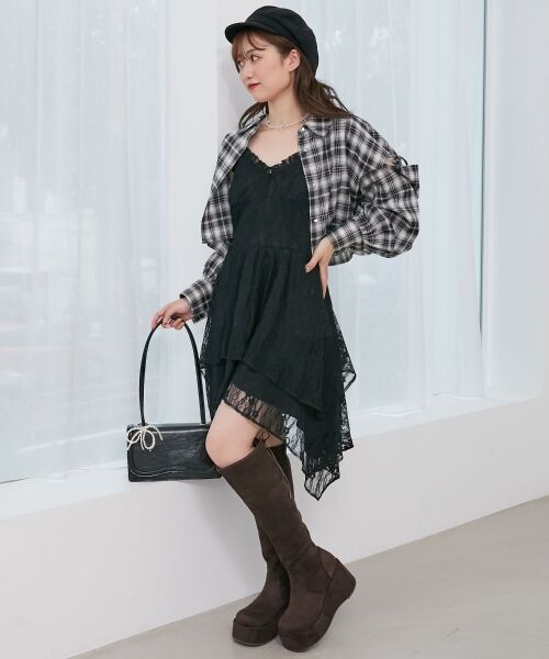 MAJESTIC LEGON / マジェスティックレゴン ミニ丈・ひざ丈ワンピース | イレヘムティアードミニキャミワンピ | 詳細17