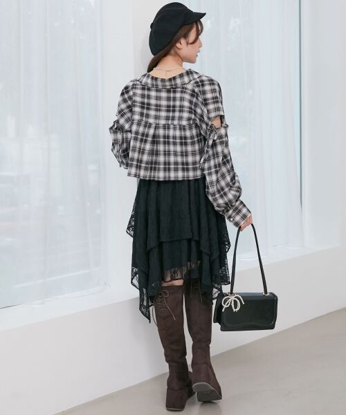 MAJESTIC LEGON / マジェスティックレゴン ミニ丈・ひざ丈ワンピース | イレヘムティアードミニキャミワンピ | 詳細18