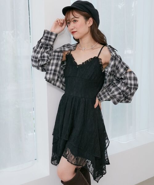 MAJESTIC LEGON / マジェスティックレゴン ミニ丈・ひざ丈ワンピース | イレヘムティアードミニキャミワンピ | 詳細20