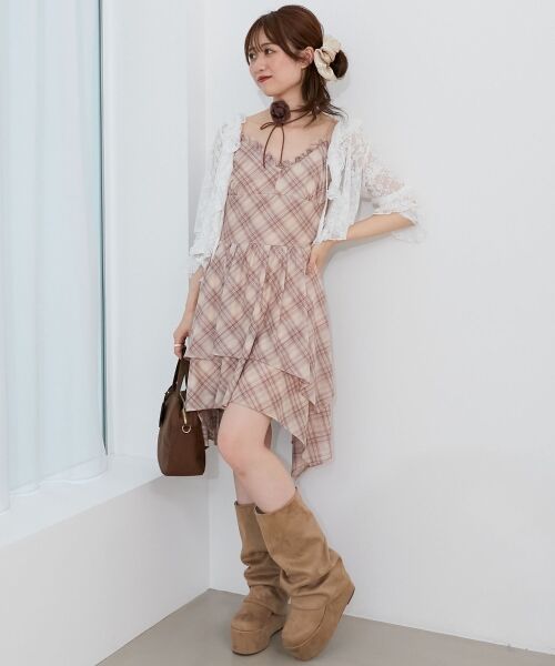 MAJESTIC LEGON / マジェスティックレゴン ミニ丈・ひざ丈ワンピース | イレヘムティアードミニキャミワンピ | 詳細9