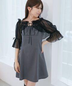 MAJESTIC LEGON / マジェスティックレゴン ミニ丈・ひざ丈ワンピース | チュールボレロセットミニキャミワンピ