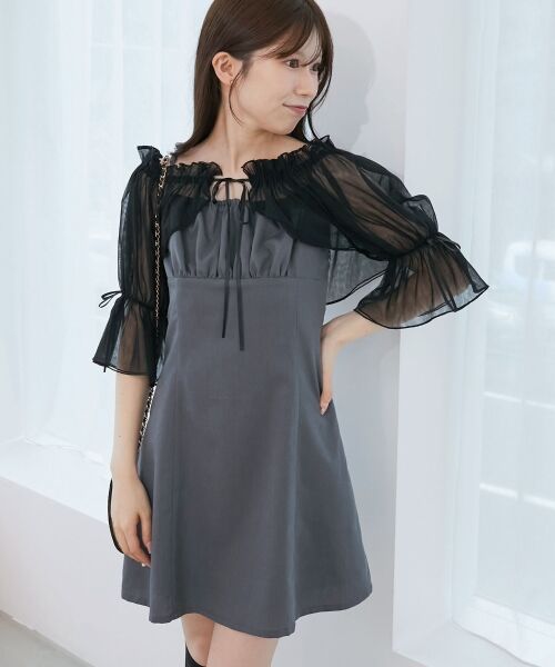 MAJESTIC LEGON / マジェスティックレゴン ミニ丈・ひざ丈ワンピース | チュールボレロセットミニキャミワンピ | 詳細24