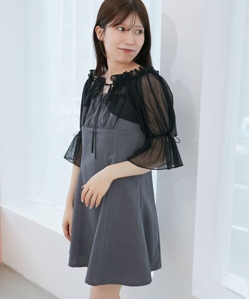 MAJESTIC LEGON / マジェスティックレゴン ミニ丈・ひざ丈ワンピース | チュールボレロセットミニキャミワンピ | 詳細25