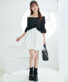 MAJESTIC LEGON / マジェスティックレゴン ミニ丈・ひざ丈ワンピース | カーデ×バルーンキャミワンピセット