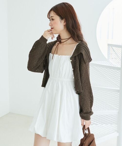 MAJESTIC LEGON / マジェスティックレゴン ミニ丈・ひざ丈ワンピース | カーデ×バルーンキャミワンピセット | 詳細12