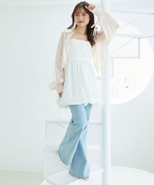 MAJESTIC LEGON / マジェスティックレゴン ミニ丈・ひざ丈ワンピース | カーデ×バルーンキャミワンピセット | 詳細15