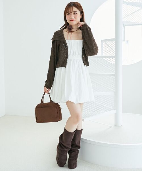 MAJESTIC LEGON / マジェスティックレゴン ミニ丈・ひざ丈ワンピース | カーデ×バルーンキャミワンピセット | 詳細8