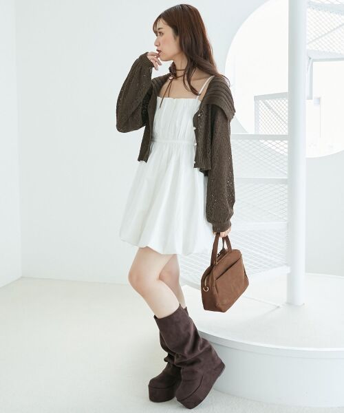 MAJESTIC LEGON / マジェスティックレゴン ミニ丈・ひざ丈ワンピース | カーデ×バルーンキャミワンピセット | 詳細9