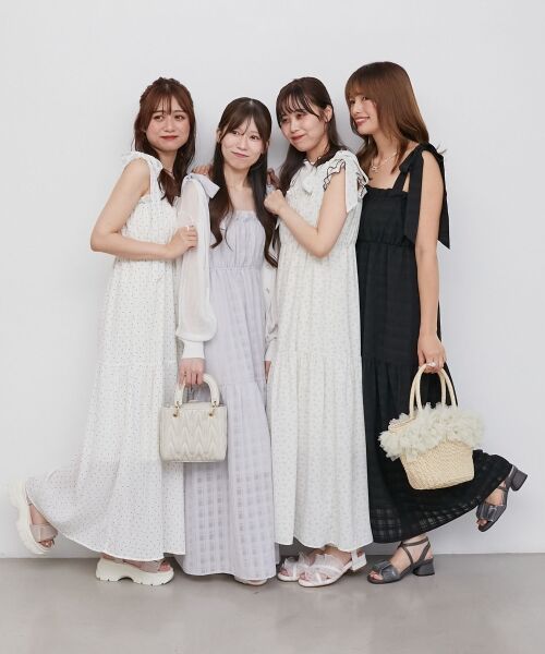 MAJESTIC LEGON / マジェスティックレゴン ミニ丈・ひざ丈ワンピース | 肩リボンキャミワンピース | 詳細1