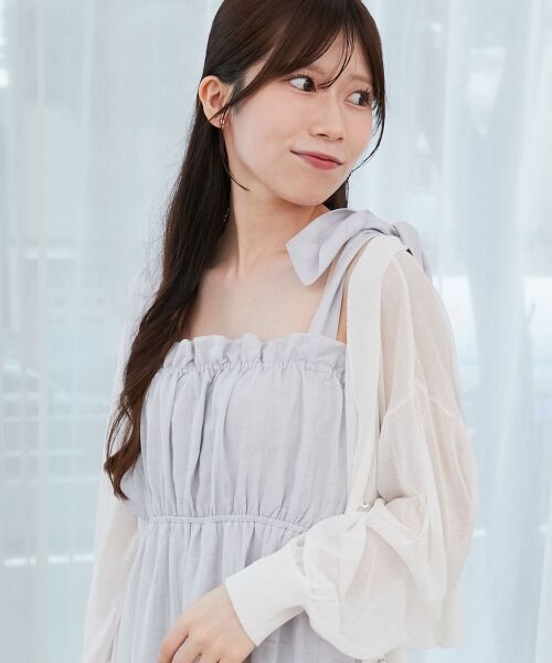 MAJESTIC LEGON / マジェスティックレゴン ミニ丈・ひざ丈ワンピース | 肩リボンキャミワンピース | 詳細25