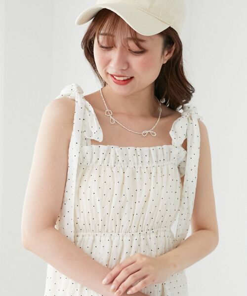 MAJESTIC LEGON / マジェスティックレゴン ミニ丈・ひざ丈ワンピース | 肩リボンキャミワンピース | 詳細6