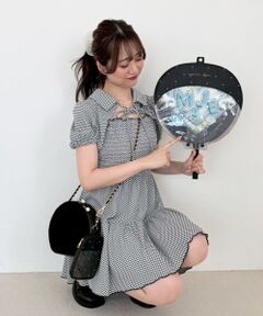 MAJESTIC LEGON / マジェスティックレゴン ミニ丈・ひざ丈ワンピース | 襟付きデコルテオープンミニワンピ