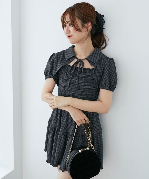 MAJESTIC LEGON / マジェスティックレゴン ミニ丈・ひざ丈ワンピース | 襟付きデコルテオープンミニワンピ | 詳細17