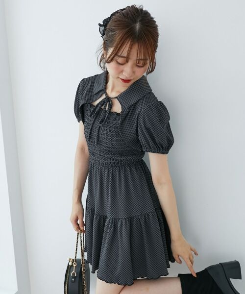 MAJESTIC LEGON / マジェスティックレゴン ミニ丈・ひざ丈ワンピース | 襟付きデコルテオープンミニワンピ | 詳細18