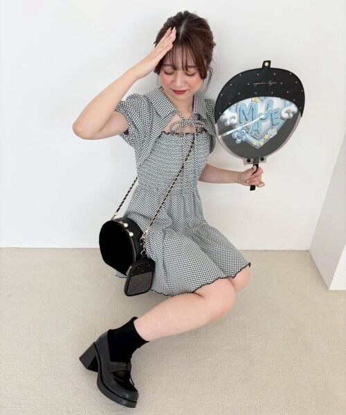 MAJESTIC LEGON / マジェスティックレゴン ミニ丈・ひざ丈ワンピース | 襟付きデコルテオープンミニワンピ | 詳細2