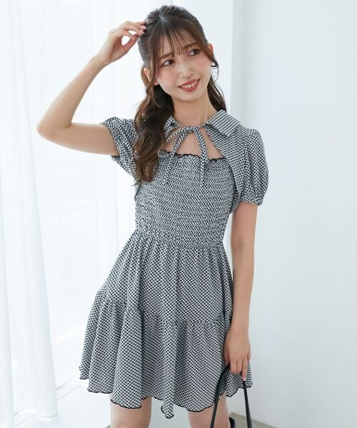 MAJESTIC LEGON / マジェスティックレゴン ミニ丈・ひざ丈ワンピース | 襟付きデコルテオープンミニワンピ | 詳細24