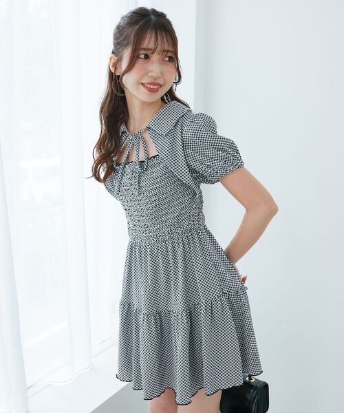 MAJESTIC LEGON / マジェスティックレゴン ミニ丈・ひざ丈ワンピース | 襟付きデコルテオープンミニワンピ | 詳細25