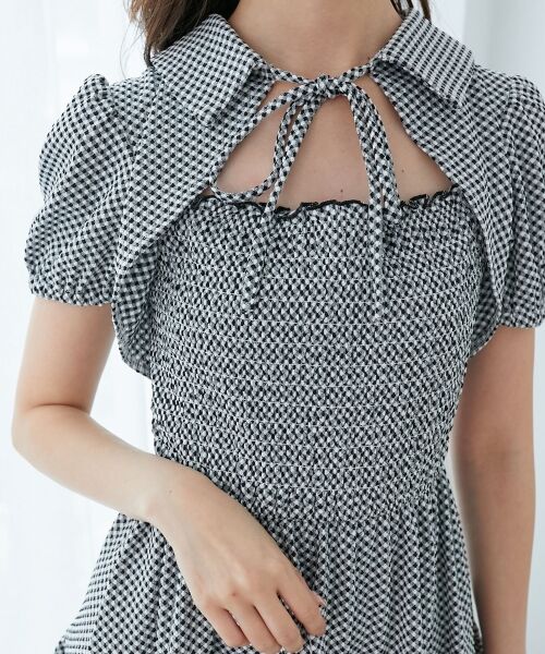 MAJESTIC LEGON / マジェスティックレゴン ミニ丈・ひざ丈ワンピース | 襟付きデコルテオープンミニワンピ | 詳細27