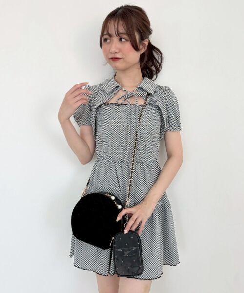 MAJESTIC LEGON / マジェスティックレゴン ミニ丈・ひざ丈ワンピース | 襟付きデコルテオープンミニワンピ | 詳細3