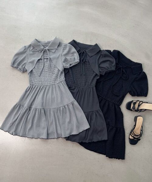 MAJESTIC LEGON / マジェスティックレゴン ミニ丈・ひざ丈ワンピース | 襟付きデコルテオープンミニワンピ | 詳細4